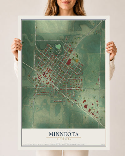 Map of Minneota, Minnesota, 24 x 36 inch unframed archival matte print