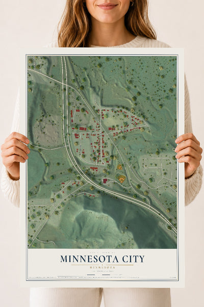 Map of Minnesota City, Minnesota, 18 x 24 inch unframed archival matte print