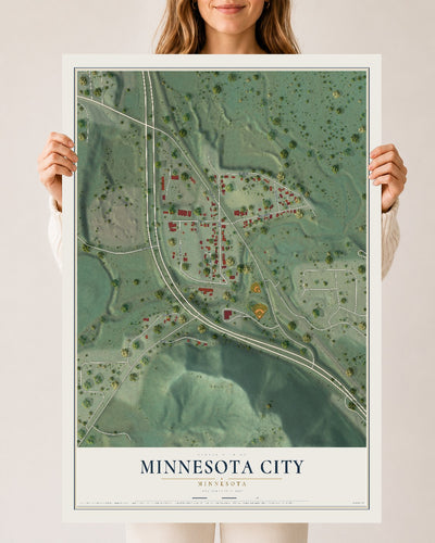 Map of Minnesota City, Minnesota, 24 x 36 inch unframed archival matte print