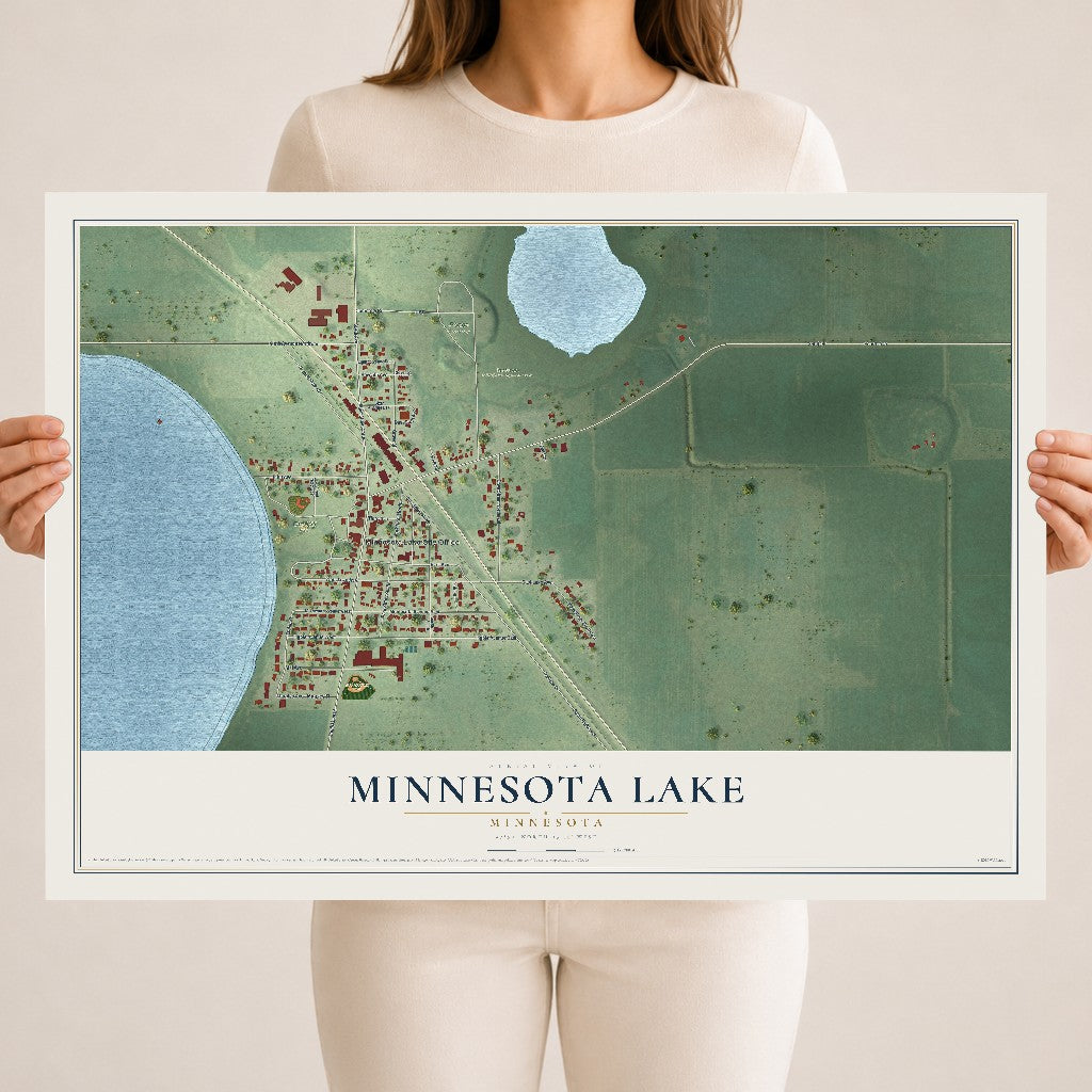 Map of Minnesota Lake, Minnesota, 18 x 24 inch unframed archival matte print
