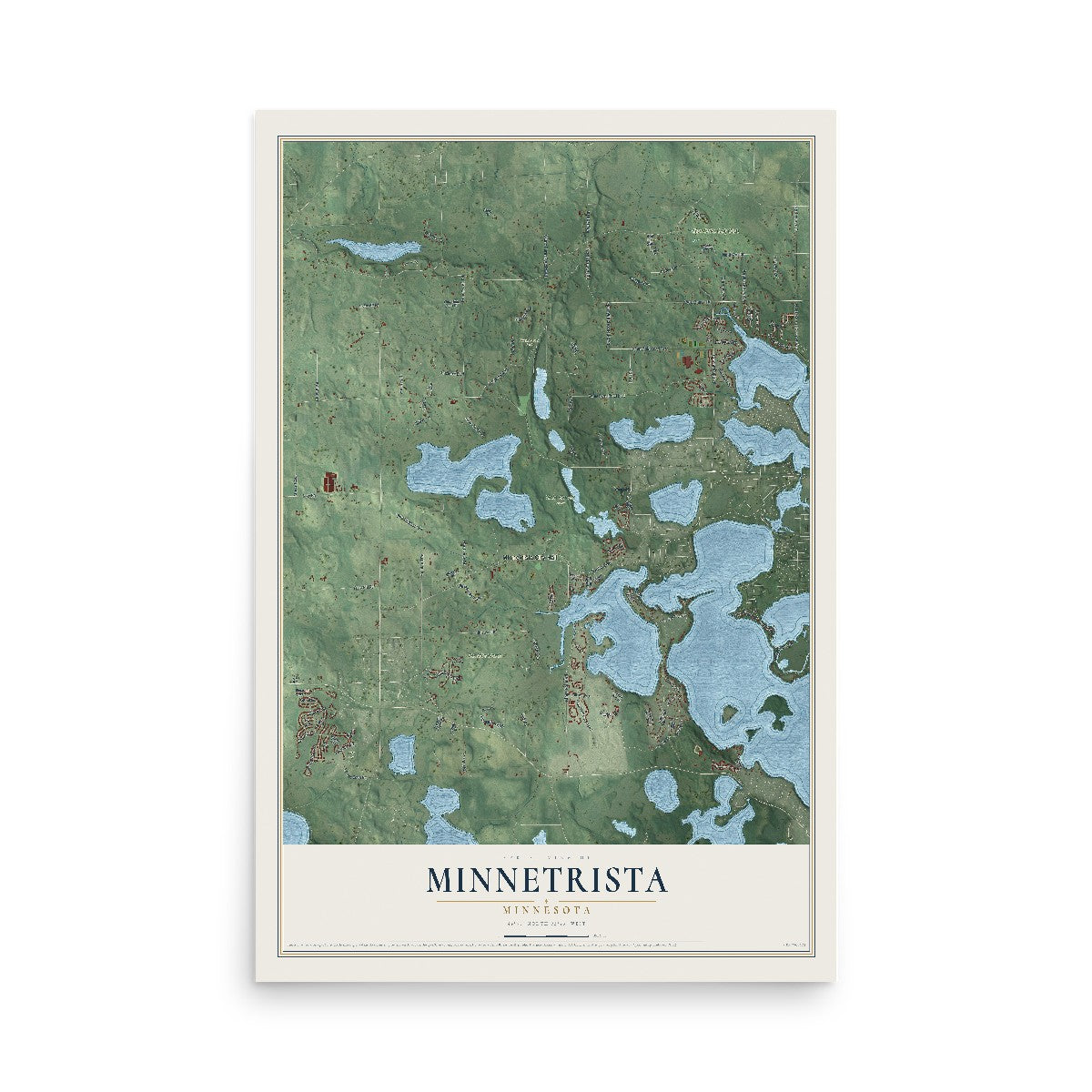 Map of Minnetrista, Minnesota, 12 x 18 inch unframed archival matte print