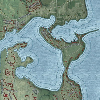 Close-up of the map of Minnetrista, Minnesota print showing street and building detail