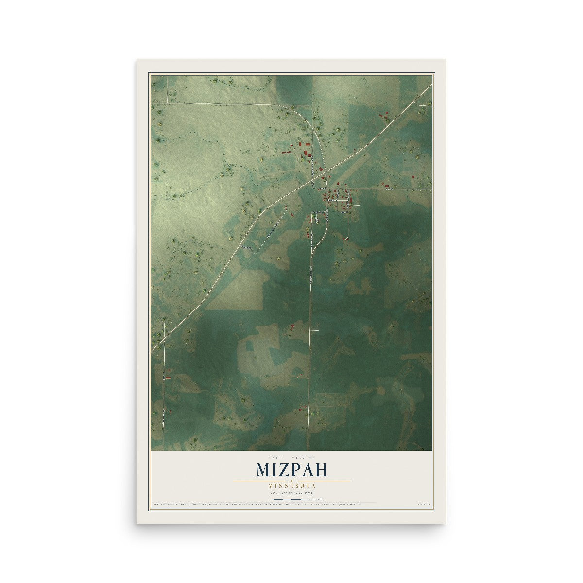 Map of Mizpah, Minnesota, 12 x 18 inch unframed archival matte print