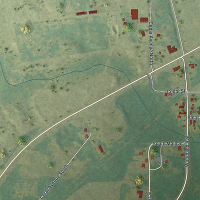 Close-up of the map of Mizpah, Minnesota print showing street and building detail