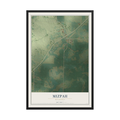 Map of Mizpah, Minnesota, 12 x 18 inch print in a black wood frame