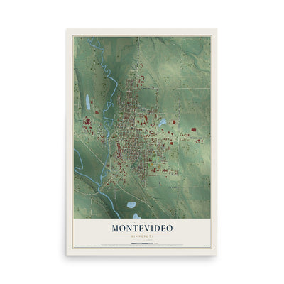 Map of Montevideo, Minnesota, 12 x 18 inch unframed archival matte print