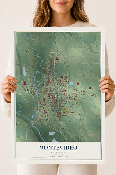 Map of Montevideo, Minnesota, 18 x 24 inch unframed archival matte print