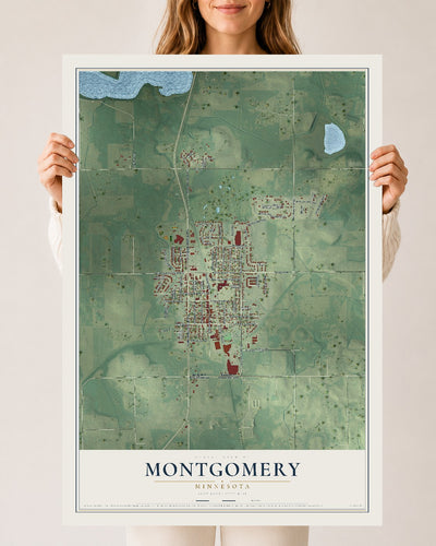 Map of Montgomery, Minnesota, 24 x 36 inch unframed archival matte print