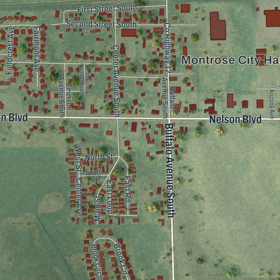 Close-up of the map of Montrose, Minnesota print showing street and building detail