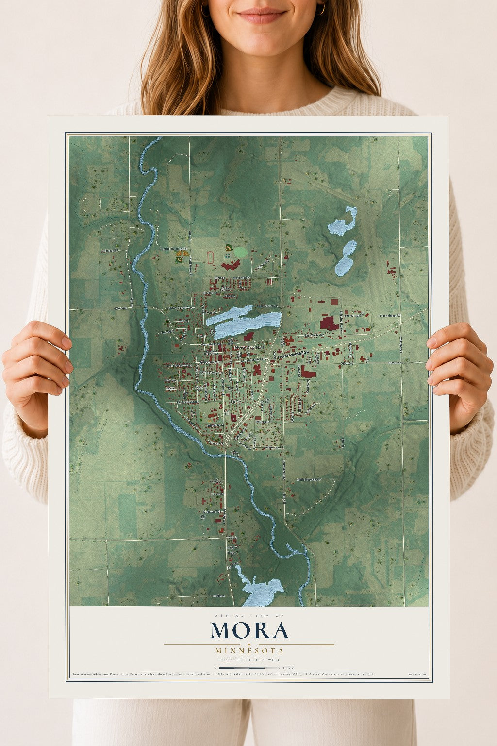 Map of Mora, Minnesota, 18 x 24 inch unframed archival matte print