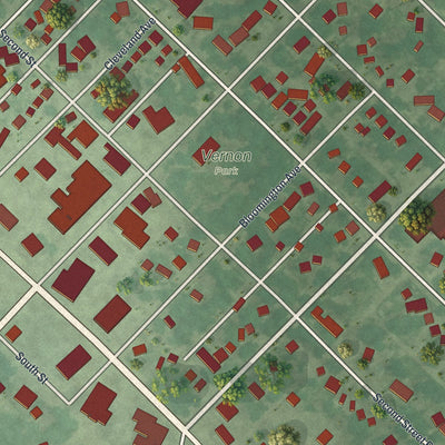 Close-up of the map of Morgan, Minnesota print showing street and building detail