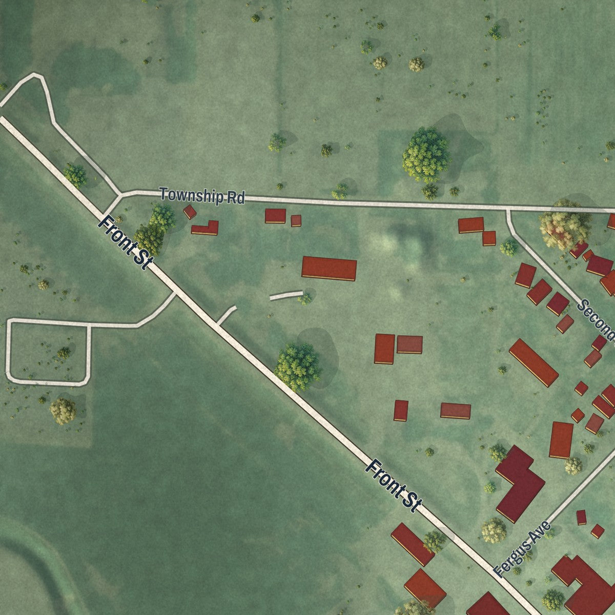Second close-up of the map of Morgan, Minnesota print showing more streets and buildings