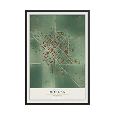 Map of Morgan, Minnesota, 12 x 18 inch print in a black wood frame