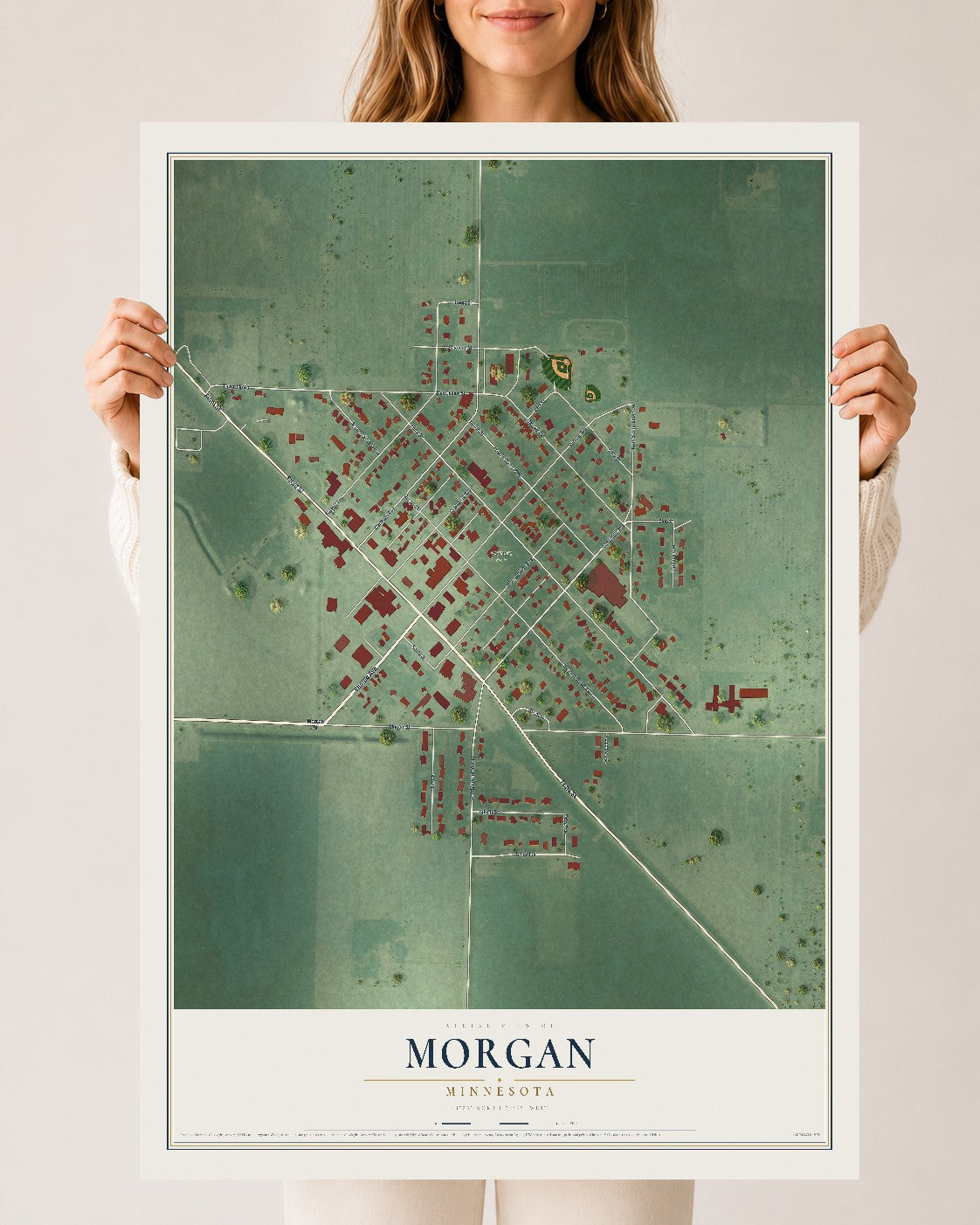 Map of Morgan, Minnesota, 24 x 36 inch unframed archival matte print