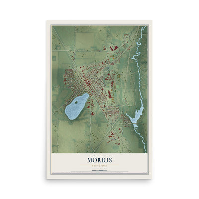 Map of Morris, Minnesota, 12 x 18 inch unframed archival matte print
