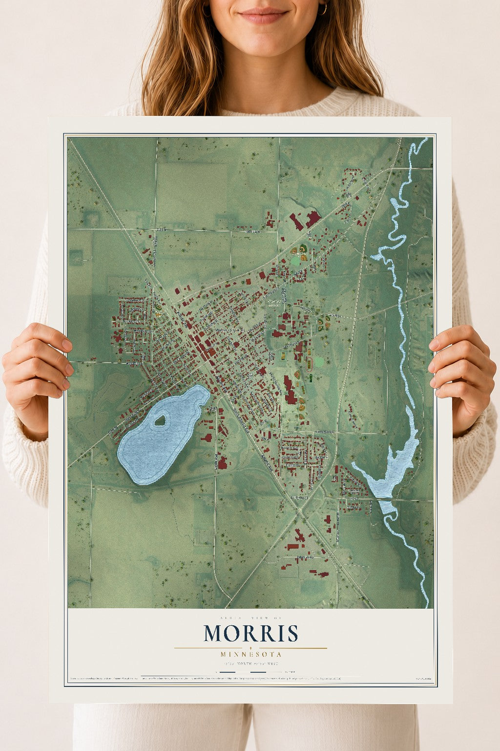 Map of Morris, Minnesota, 18 x 24 inch unframed archival matte print