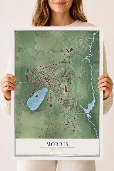 Map of Morris, Minnesota, 18 x 24 inch unframed archival matte print