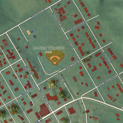 Close-up of the map of Morton, Minnesota print showing street and building detail