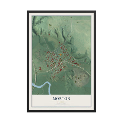 Map of Morton, Minnesota, 12 x 18 inch print in a black wood frame