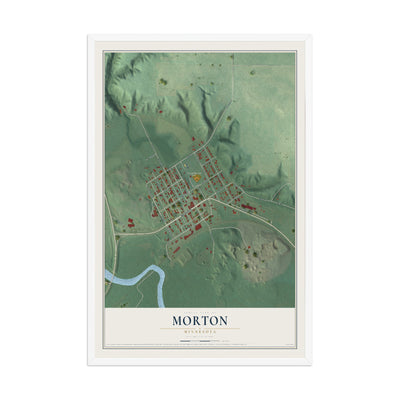 Map of Morton, Minnesota, 12 x 18 inch print in a white wood frame