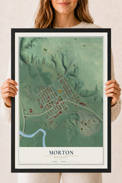 Map of Morton, Minnesota, 18 x 24 inch print in a black wood frame