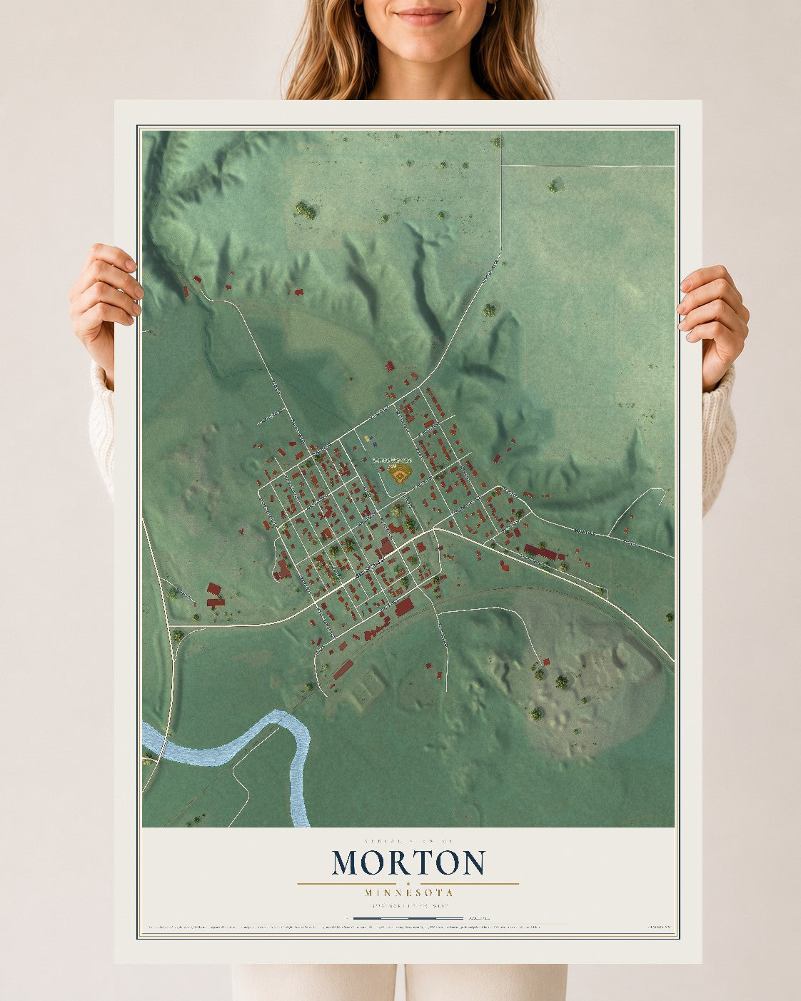 Map of Morton, Minnesota, 24 x 36 inch unframed archival matte print