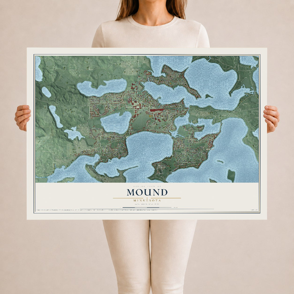 Map of Mound, Minnesota, 24 x 36 inch unframed archival matte print