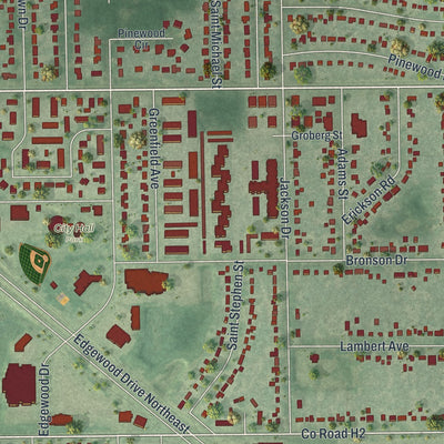 Second close-up of the map of Mounds View, Minnesota print showing more streets and buildings