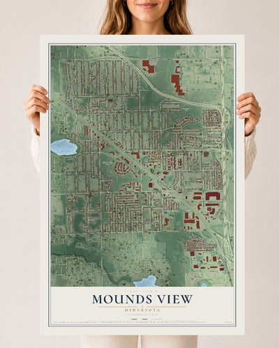 Map of Mounds View, Minnesota, 24 x 36 inch unframed archival matte print