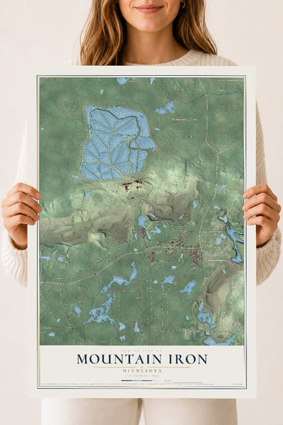 Map of Mountain Iron, Minnesota, 18 x 24 inch unframed archival matte print