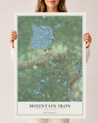 Map of Mountain Iron, Minnesota, 24 x 36 inch unframed archival matte print
