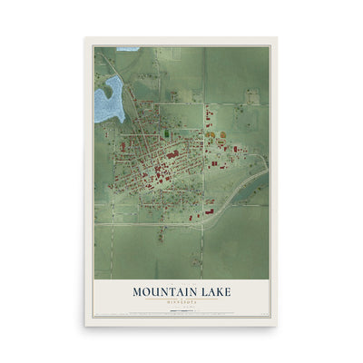 Map of Mountain Lake, Minnesota, 12 x 18 inch unframed archival matte print