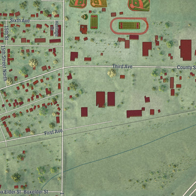 Second close-up of the map of Mountain Lake, Minnesota print showing more streets and buildings
