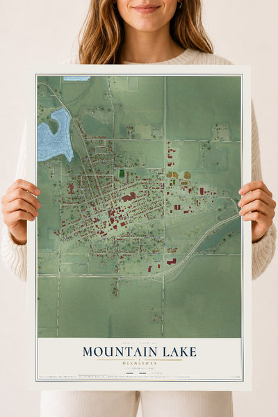 Map of Mountain Lake, Minnesota, 18 x 24 inch unframed archival matte print