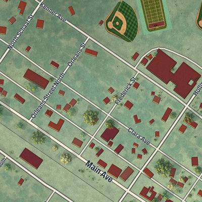 Close-up of the map of Murdock, Minnesota print showing street and building detail