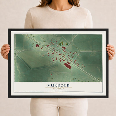 Map of Murdock, Minnesota, 12 x 18 inch print in a black wood frame