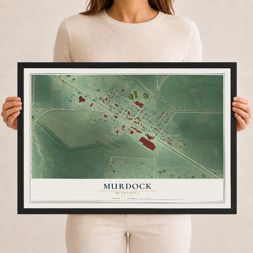 Map of Murdock, Minnesota, 12 x 18 inch print in a black wood frame