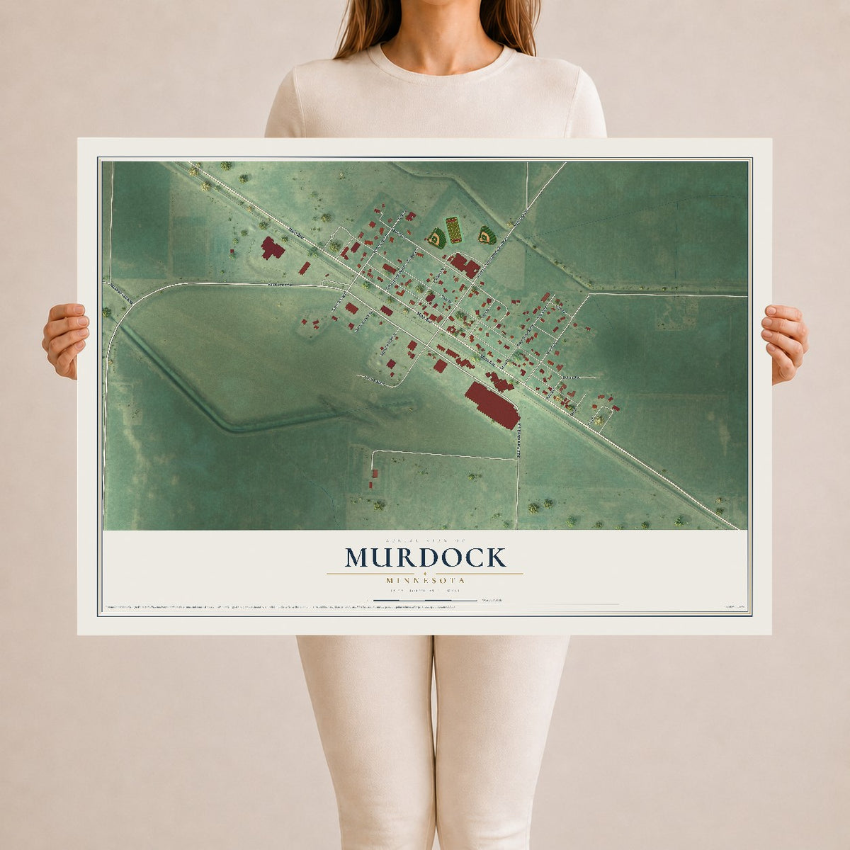 Map of Murdock, Minnesota, 24 x 36 inch unframed archival matte print