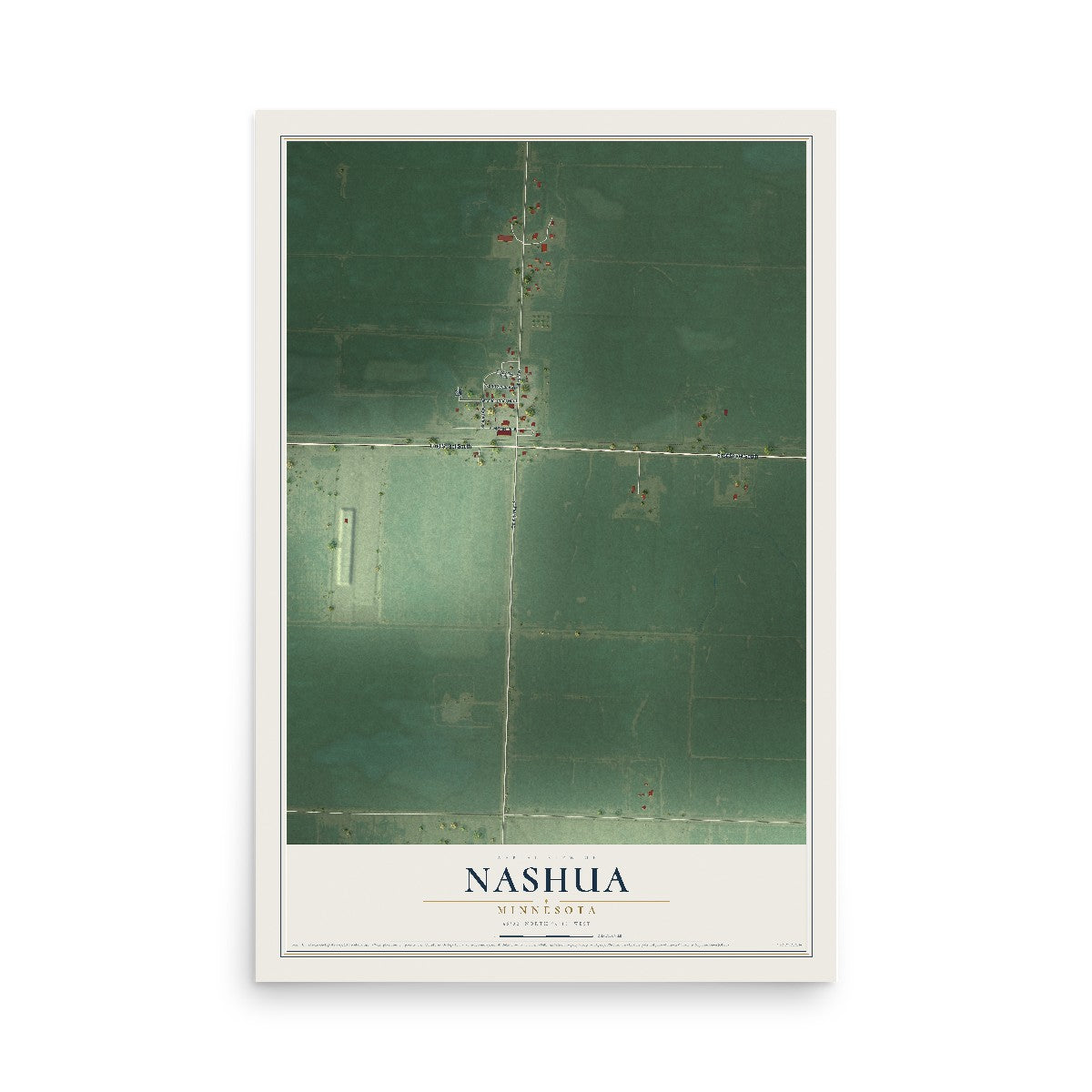 Map of Nashua, Minnesota, 12 x 18 inch unframed archival matte print