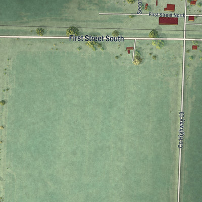 Close-up of the map of Nashua, Minnesota print showing street and building detail