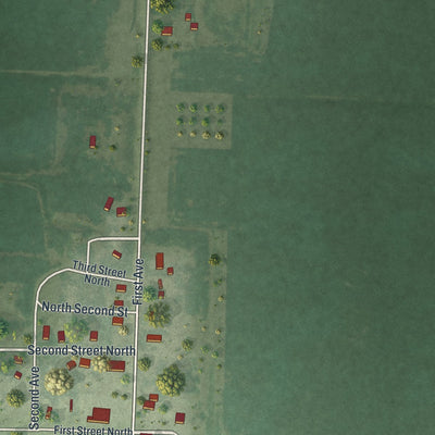 Second close-up of the map of Nashua, Minnesota print showing more streets and buildings