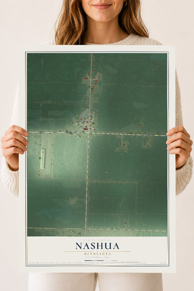 Map of Nashua, Minnesota, 18 x 24 inch unframed archival matte print