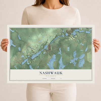 Map of Nashwauk, Minnesota, 12 x 18 inch unframed archival matte print