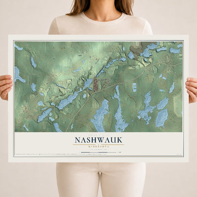 Map of Nashwauk, Minnesota, 18 x 24 inch unframed archival matte print