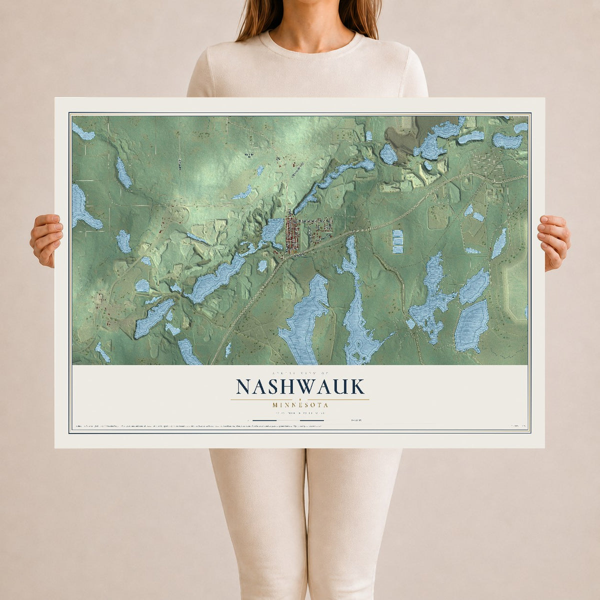 Map of Nashwauk, Minnesota, 24 x 36 inch unframed archival matte print
