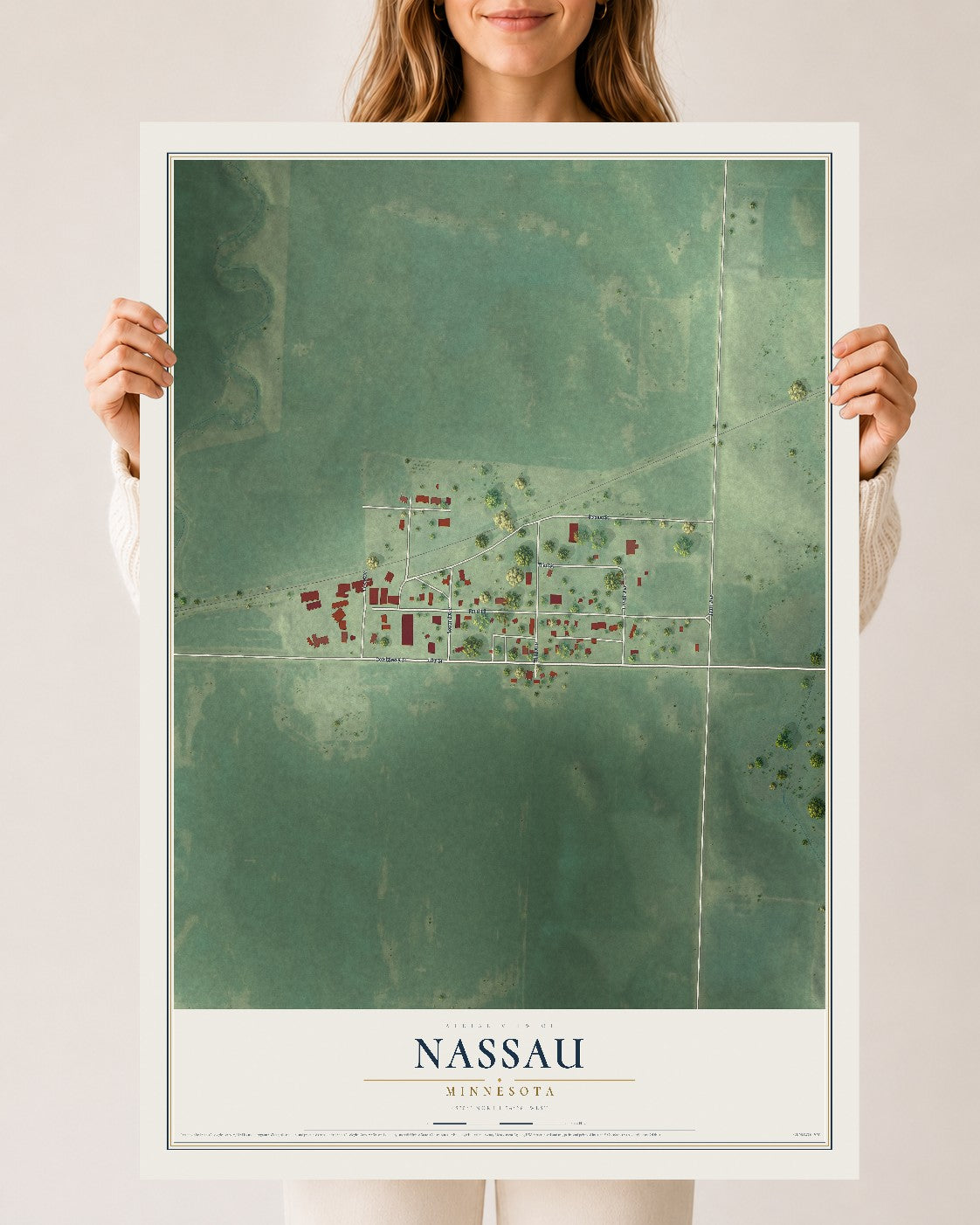 Map of Nassau, Minnesota, 24 x 36 inch unframed archival matte print