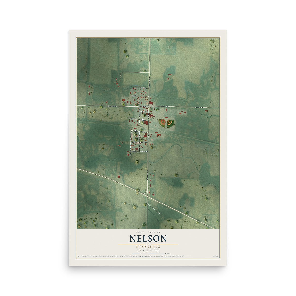 Map of Nelson, Minnesota, 12 x 18 inch unframed archival matte print