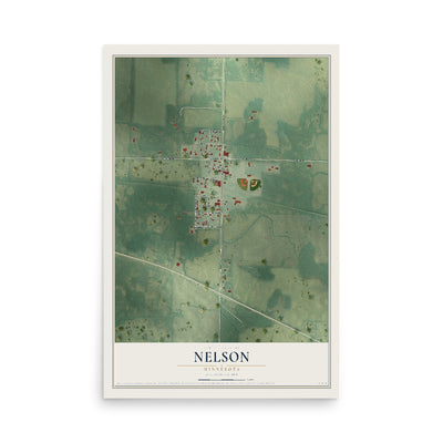 Map of Nelson, Minnesota, 12 x 18 inch unframed archival matte print