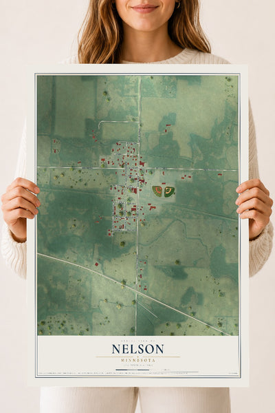 Map of Nelson, Minnesota, 18 x 24 inch unframed archival matte print