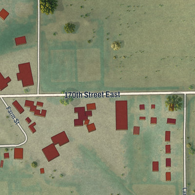 Second close-up of the map of Nerstrand, Minnesota print showing more streets and buildings
